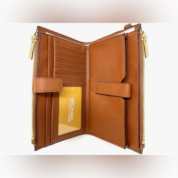Michael Kors Women\'s Jet Set Travel Double Zip Wristlet Wallet Saffiano Leather